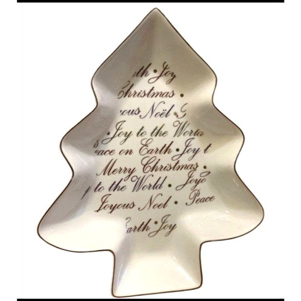 Porcelain Christmas Tree-Shaped Dish Homeo Classic Collection 12"